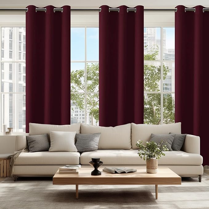 Blackout Curtains for Bedroom 42 x 84 Inches Long Burgundy 2 Panels | Thermal - Image 6