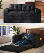 Gizoon Convertible Loveseat Sleeper Sofa Bed, Corduroy Pull Out Couch by Gizoon