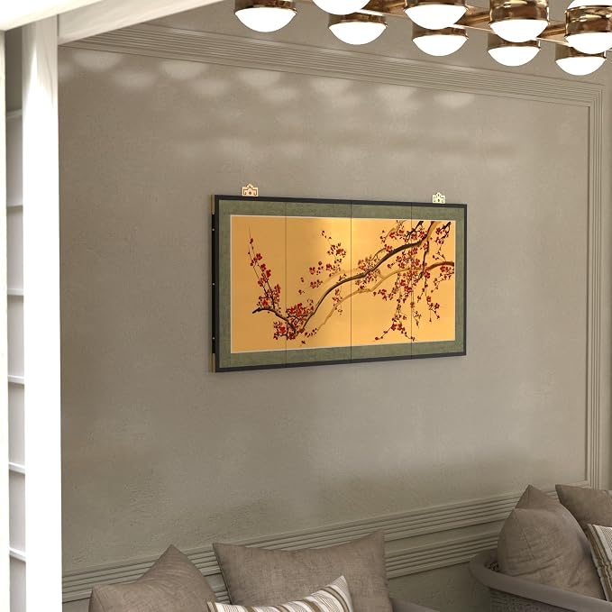 Oriental Furniture Plum Tree on Gold Leaf - Image 2
