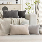 Set of 4 Soft Textured Decorative Throw Pillow Covers 12x20 Inch Cozy Farmhouse by Cozoomy