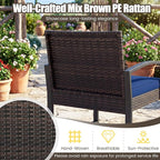 Tangkula 5 Pieces Wicker Patio Conversation Set, Outdoor PE Rattan Chair - Image 7