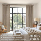 Pinch Pleat 84 Inch Semi Sheer Linen Memory Trained Curtains Camel Tan 50W | - Image 4