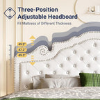 Allewie King Bed Frame with Adjustable Velvet Tiara Headboard, Upholstered - Image 3