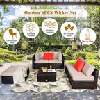 Tangkula 6 Piece Patio Furniture Set, Outdoor Deck Lawn Backyard Durable Steel - Image 8
