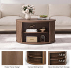 JOINICE 31.5" Round Lift Top Coffee Table, Mid Century Modern Walnut Center - Image 3