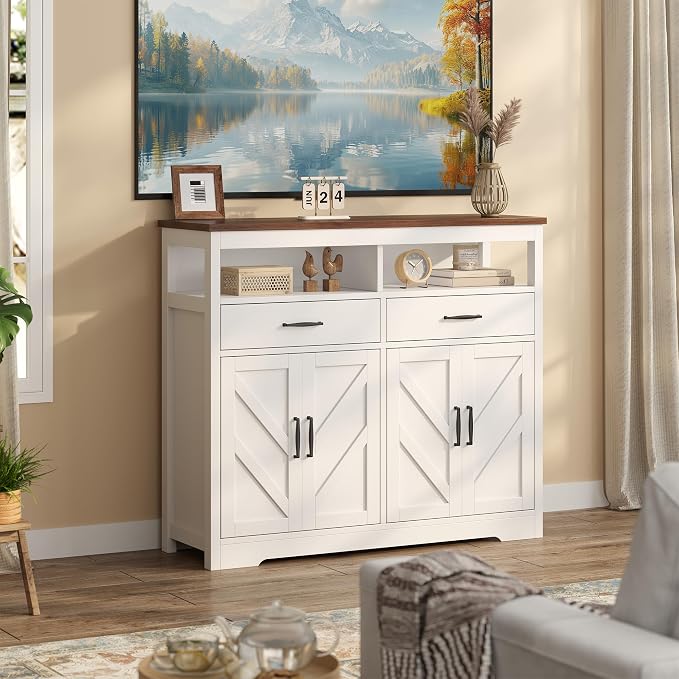 knoworld Buffet Sideboard with Storage Farmhouse with 4 Doors, Dining Room - Image 7