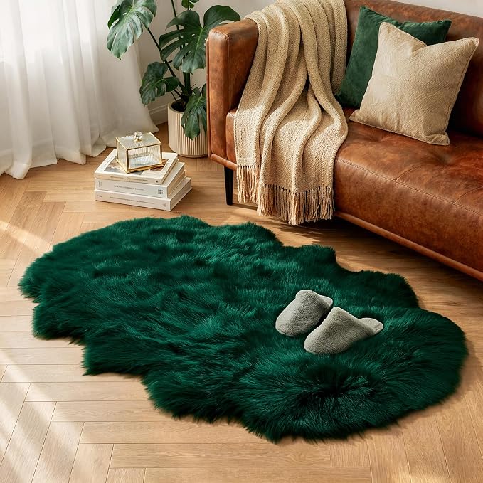 MIULEE Fluffy Area Rug 3x5 ft Faux Fur Sheepskin Rug - Image 5