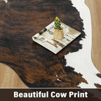 Faux Cowhide Rug, Animal Cow Hide Rug, 7 x 6.2 Ft Black and Brown | Premium - Image 9