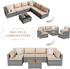 JAMFLY 7-Piece Outdoor Patio Furniture Set, Modular PE Rattan Sectional Sofa - Image 6
