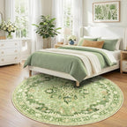 RELEANY Washable Area Rug, Round 8ft, Water Repellent, Pet Friendly, Vintage - Image 3