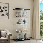 Display Cabinet with Glass Door and Lock, 4-Shelf Curio Cabinets with 5mm by glassdisplaycabinet