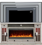 OKD Fireplace TV Stand for 80 Inch TV, Farmhouse Entertainment Center - Image 6