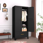 GAIOUS Steel Armoire Wardrobe Closet, 1 Adjustable Shelf and 1 Drawers - Image 6