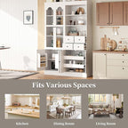 VilroCaz 75'' Tall Freestanding Kitchen Pantry Cabinet, Wood Large Cupboard - Image 5