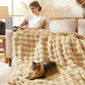 L'AGRATY Faux Rabbit Fur Throw Blanket by LAGRATY