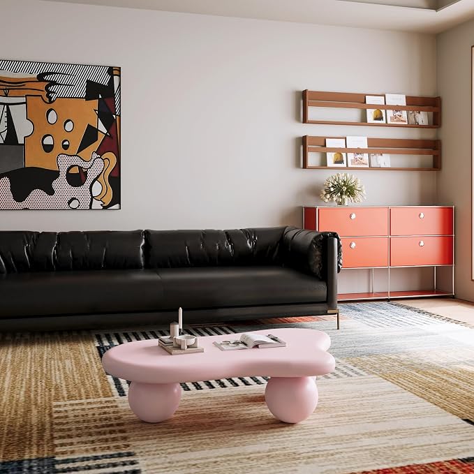 47.2" Cloud Coffee Table with 3 Ball Legs, Modern Irregular Center Table - Image 7