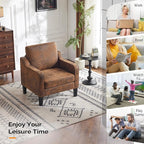 VINGLI Accent Chairs Set of 2 Living Room Chairs Rustic Reading Chair - Image 9