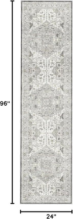 Madane Hallway Runner Rug 2x8 Washable Kitchen Rugs Non-Slip, Ivory/Brown | - Image 2