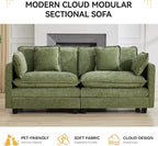 76'' Cloud Deep Seat Loveseat, Upholstered Chenille Modular 2-Seats Sectional - Image 6