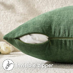 MIULEE Moss Green Chenille Couch Throw Pillow Covers, 20x20 | Set of 2 - Image 3
