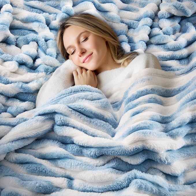 BEDELITE Striped Fleece Throw Blanket, Soft Cozy, Lightweight Warm, - Image 4