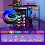 Mini Fridge Cabinet Stand with Power Outlet and Led Light, Coffee Bar Cabinet - Image 4