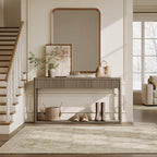 SICOTAS Entryway Table with Storage, 60.74" W Console Table with 3 Fluted - Image 3