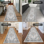 HEBE Hallway Runner Rug 2'x8', Washable Non Slip Kitchen Rug Runner | Soft Boho - Image 5