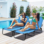 Folding Beach Lounge Chair w/ 5 Adjutable Backrest & Padded Pillow, Sunbathing - Image 2
