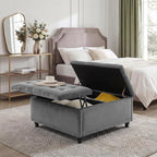 Tbfit Large Square Storage Ottoman Bench, Tufted Upholstered Coffee Table - Image 7
