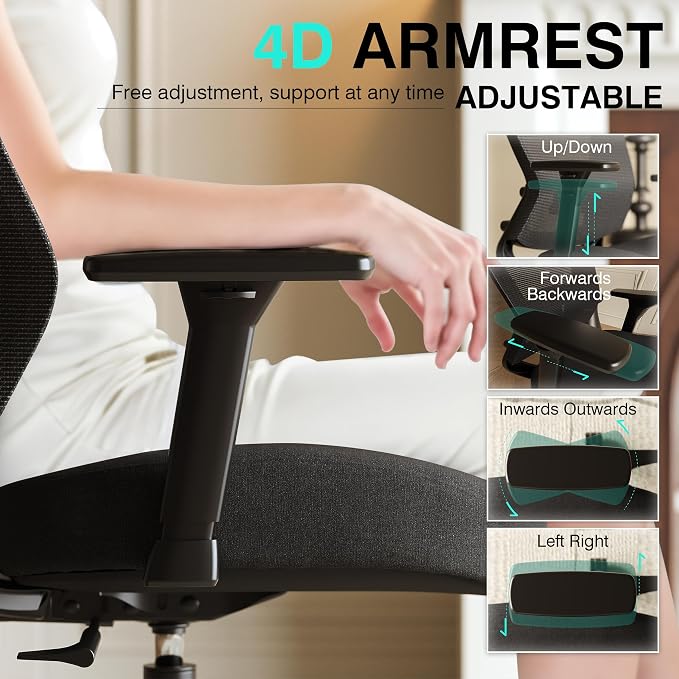 ELABEST Mesh Office Chair, Ergonomic Computer Desk Chair, Sturdy Task Chair- - Image 4