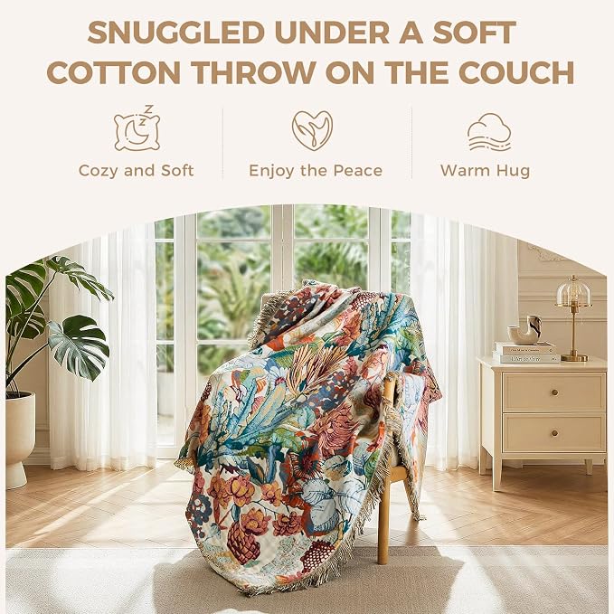 LUTBM Boho Throw Blanket for Couch Sofa Chair Cotton Summer Blankets for - Image 5