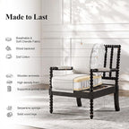 DUHOME Linen Fabric Spindle Accent Chairs Set of 2, Bobbin Chair - Image 5