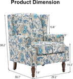 Pia Ricco Set of 2 Floral Accent Chairs, High Back Upholstered Armchairs - Image 2
