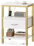 SUPERJARE Nightstand with Charging Station, Bed Side Table with Adjustable by SUPERJARE