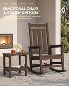 KINGYES Oversized Outdoor Rocking Chair, All-Weather Patio Rocking Chairs - Image 6
