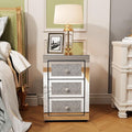 3-Drawer Mirrored Nightstand Bedside Table, Modern Mirrored End Side Table by HEPMIMZHU