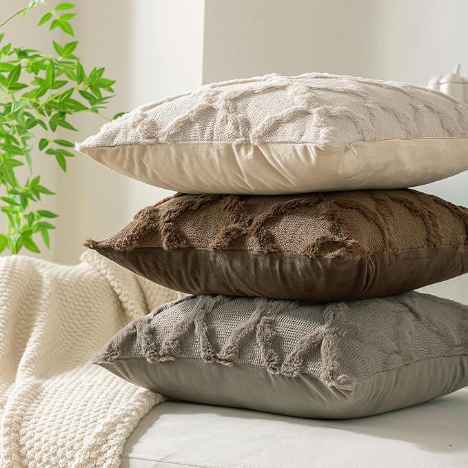 Set of 2 Soft Moroccan Throw Pillow Covers 18x18 Inch Plush Boho Decorative - Image 6