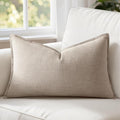 MIULEE Decorative Linen Lumbar Pillow Cover 12x20 Inch Natural Linen | Boho by MIULEE