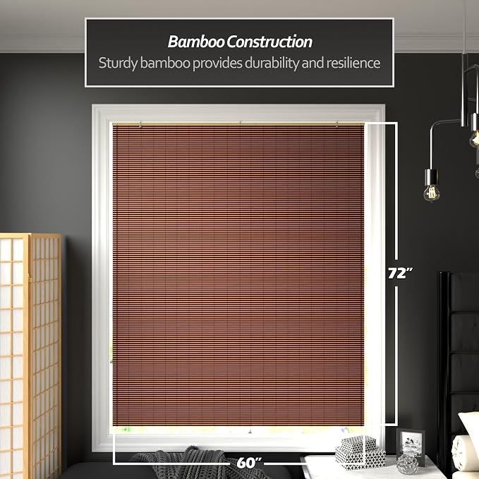Red Lantern Bamboo Cordless Window Shade - Image 2
