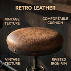 Topower Antique Vintage Industrial Barstool PU Leather Water Pipe Fire Hydrant - Image 5