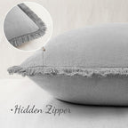 MIULEE Linen Fringe Decorative Euro Throw Pillow Covers Light Grey 24x24 | Set - Image 3