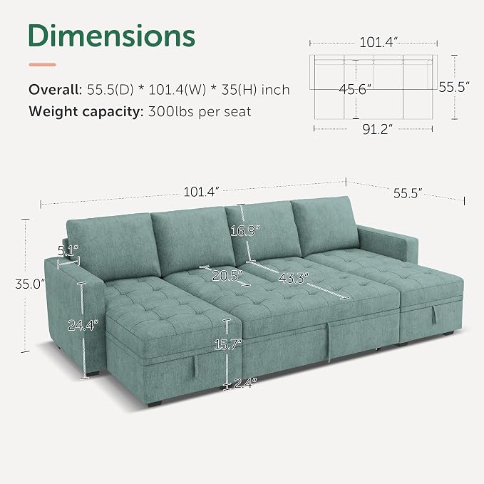 HONBAY Modular Sectional Sleeper Sofa - Image 2