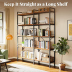 Huuger 5 Tier Bookshelf, L Shaped Corner Bookshelf - Image 4