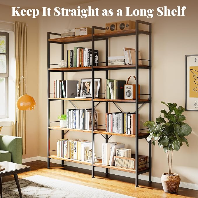 Huuger 5 Tier Bookshelf, L Shaped Corner Bookshelf - Image 4