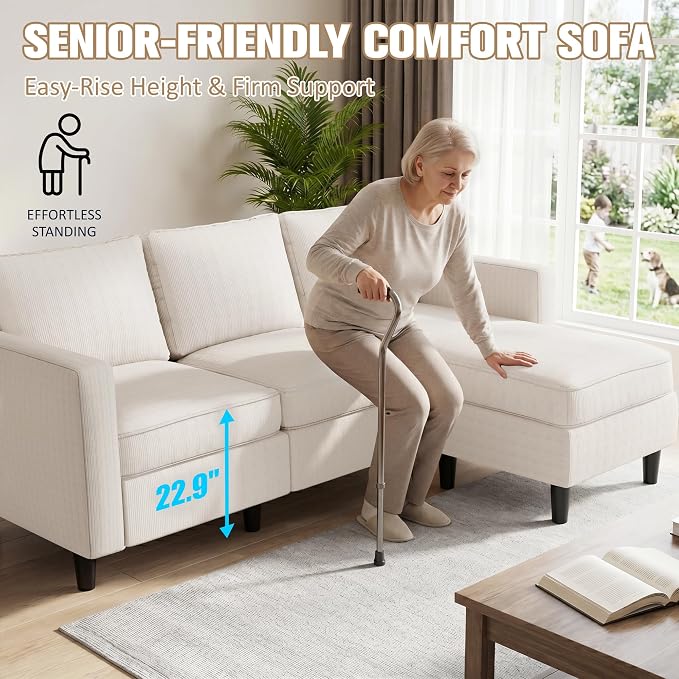 JAMFLY Couches for Living Room, 3-Seat Reversible Sectional Sofa - Image 7