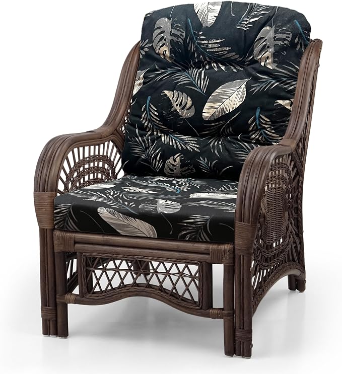 Malibu Lounge Set of 4: 2 Natural Rattan Wicker Chairs, Three-Seater Sofa and - Image 7