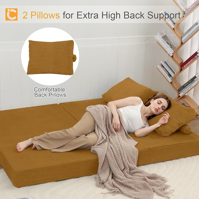 COMAX Futon Sofa Bed, Convertible Folding Sofa Bed, Boneless Couch Loveseat - Image 5