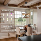 20" Farmhouse Chandelier, Rustic Drum Chandelier Light Fixture Over Table - Image 6