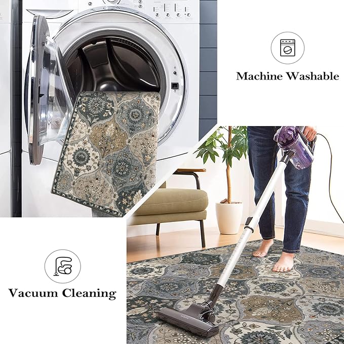 Lahome Moroccan Machine Washable Rugs, 4x6 Area Rug - Image 3